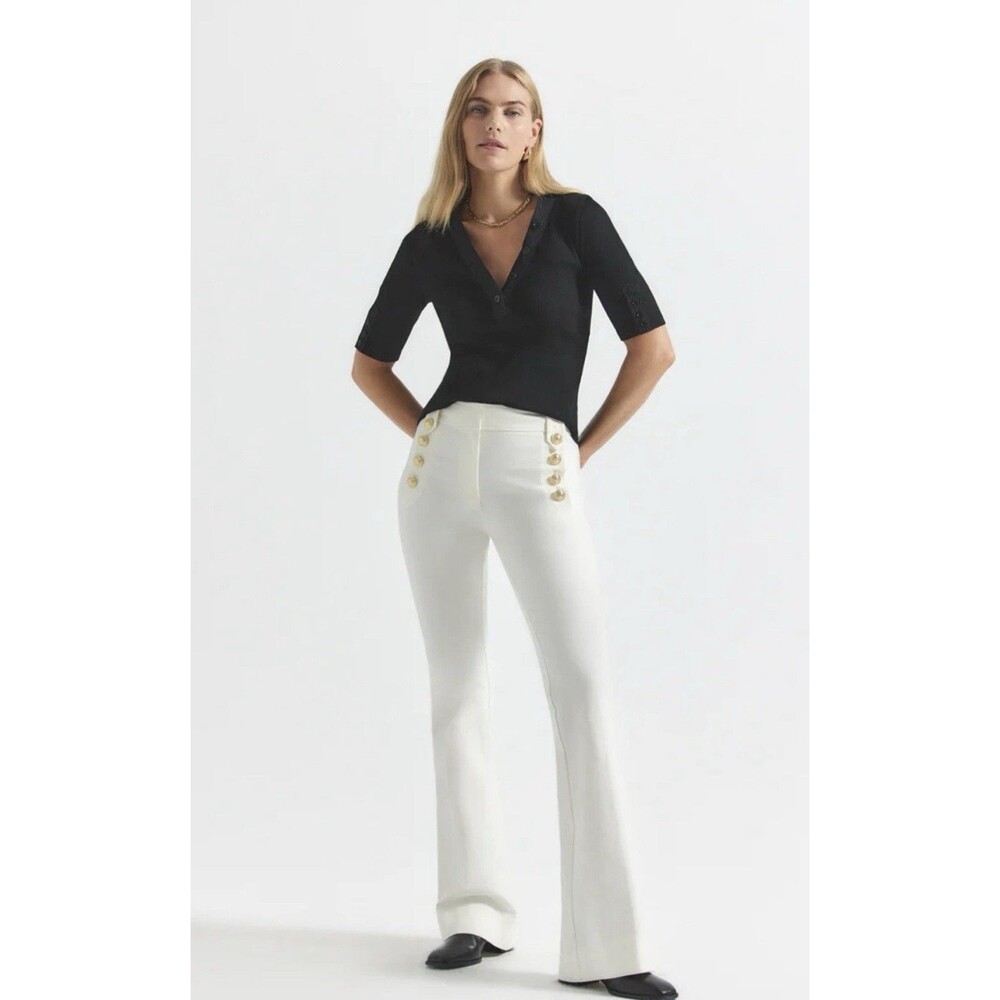 Derek Lam 10 Crosby Robertson White Sailor Flare Pants Trousers Size 6